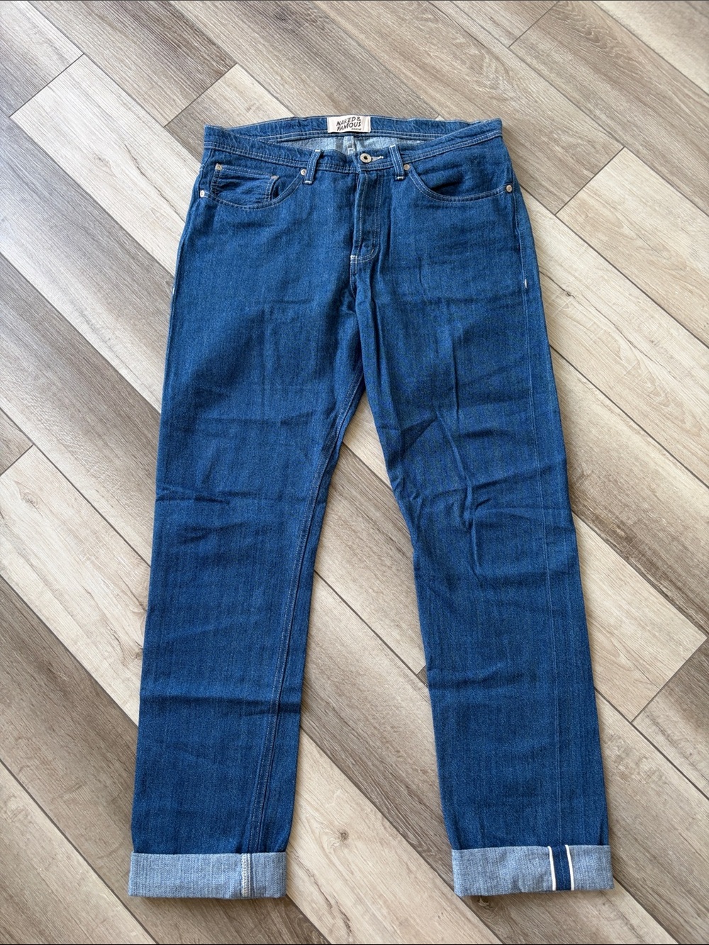 Naked & Famous Denim Straight Jeans - Dark Indigo Blue